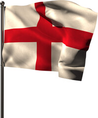 Vertical image of the george cross flag of england waving on metal flagpole