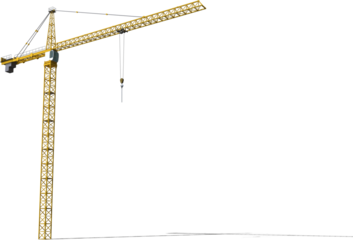 Image of hook and chain hanging from construction site crane