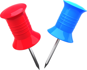 Image of red and blue map pin icons