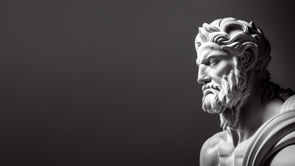 Illustration of a Renaissance marble statue of Zeus. He is the king of the Gods, God of the sky, lightning, and law, Zeus in Greek mythology, known as Jupiter in Roman mythology. - obrazy, fototapety, plakaty