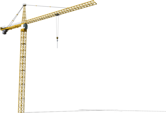 Image of hook and chain hanging from construction site crane