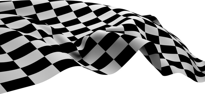 Naklejka Image of motor racing black and white checkered finish flag waving