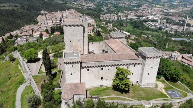 Rock of Albornoz in Umbria Italy with a aerial view