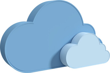 Image of two 3d cloud symbols in two shades of blue