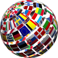 Obraz premium Image of flags of the world forming globe
