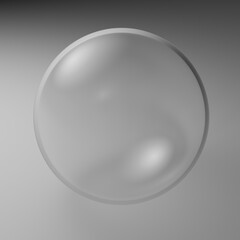 glass sphere on a grey background. 3d rendering