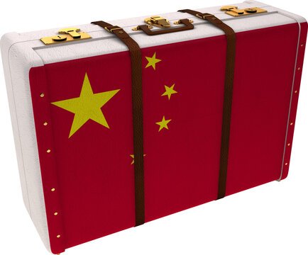 Image of the flag of china on a suitcase