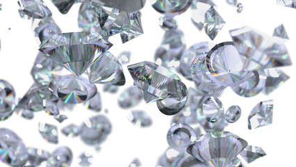 diamonds on a white background. 3d rendering