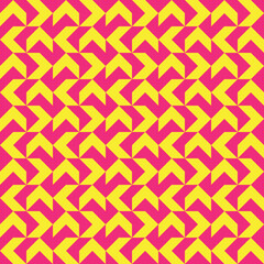 Yellow arrow pattern on pink background. Colorful modern backdrop design. Up and down, left and right direction pattern on pink background.
