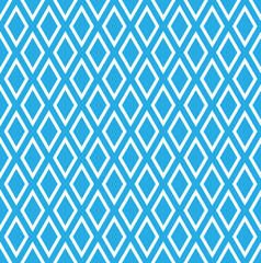 White stroke diamond shape pattern on blue background. Colorful geometrical pattern. Seamless modern diamond shape design.