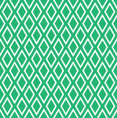 White stroke diamond shape pattern on green background. Colorful geometrical pattern. Seamless modern diamond shape design.