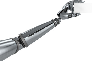 Image of robot arm holding blank business card