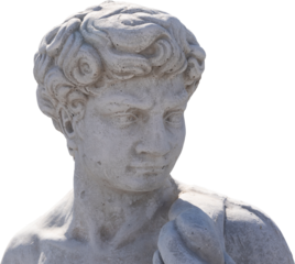 Image of grey stone weathered ancient sculpture of a man