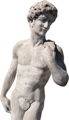 Fototapeta premium Image of grey stone weathered ancient sculpture of a naked man