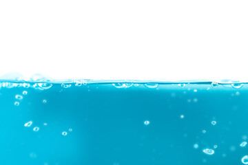 Water surface side view with bubbles and waves in the isolated background.