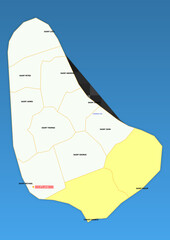 Administrative and political colored vector Map of Barbados  with colourful regions and Capital and neighboring Countries