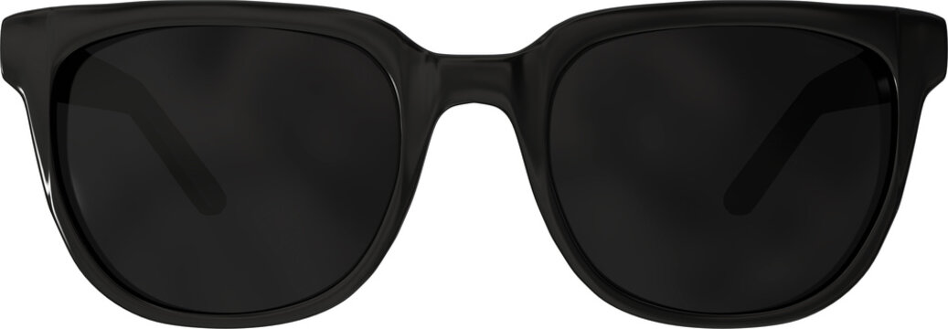 Image of close up of sunglasses with plastic black frame