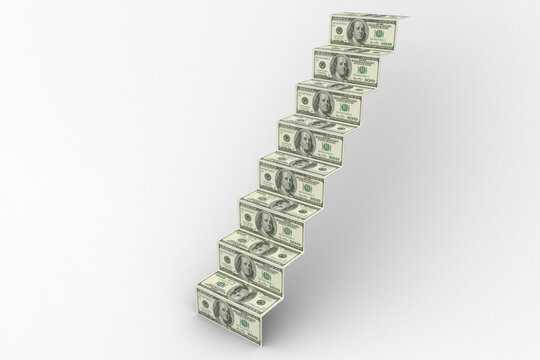 Illustration of staircase made with american dollar currency