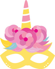 Image of yellow and pink face mask with flowers