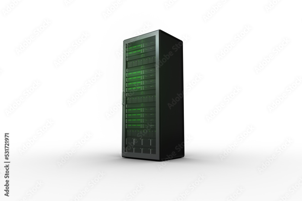 Wall mural image of computer server with green lights