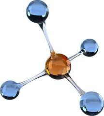 Image of blue and brown shiny chemical molecule