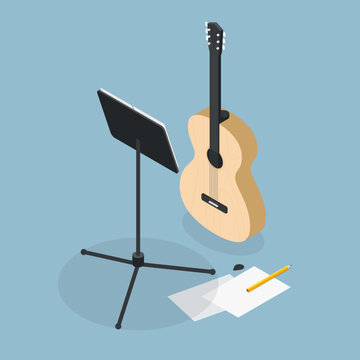 Playing Guitar Isometric Illustration