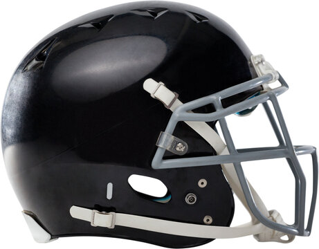 Image of close up of american football black helmet