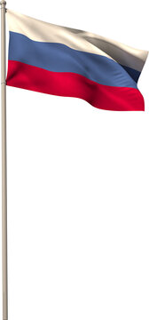 Image of waving flag of russia on long metal pole