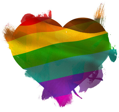 Image of heart in lgbt rainbow colours with smudges