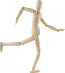 Image of close up of wooden model of man running