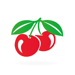 Cherry with leaves. Vector illustration