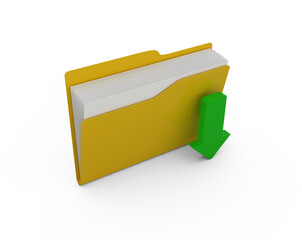 Image of a yellow data folder with green downward arrow download icon