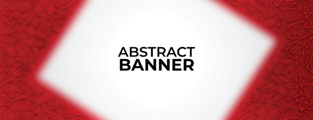 Red Background Vector Banner with Abstract Geometric Triangle Shapes