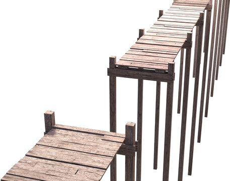 Fototapeta Image of wooden bridge or jetty structure with missing section