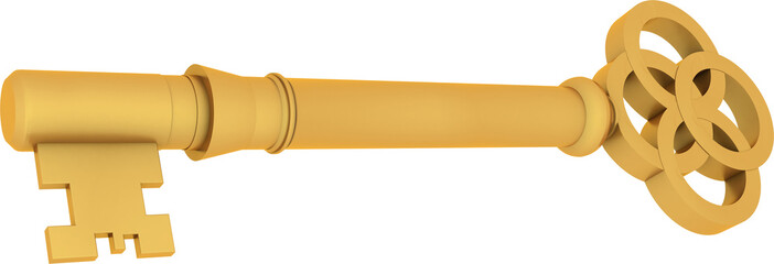 Obraz premium Image of decorative golden door key with circular design