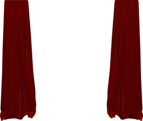 Image of open pair of dark red velvet theatre curtains