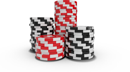 Image of stacks of black and white and red and white poker chips