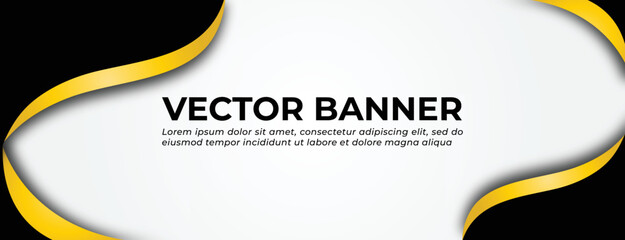 Yellow Black Vector Banner with Abstract Shapes Template Design