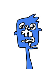 Fototapeta premium One-line man portrait abstract face contrast colorful cartoon style