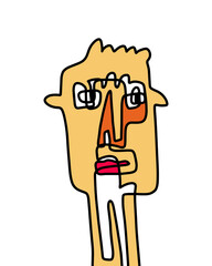 One-line man portrait abstract face contrast colorful cartoon style