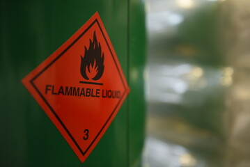 Detail of flammable liquid pictogram.