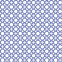 Blue interlaced pattern on white background. Blue interlocking pattern on white backdrop.
