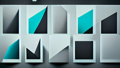 Obraz premium Deconstructed postmodern inspired artwork of vector abstract symbols with bold geometric shapes