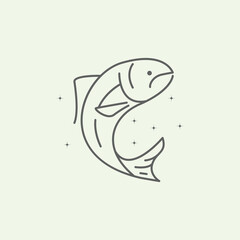 salmon fish icon logo vector symbol illustration design, line art fish logo