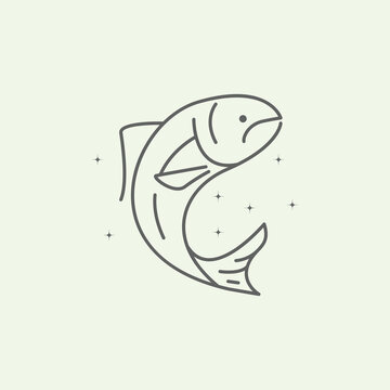 recommend clip art: salmon fish icon logo vector symbol illustration design, line art fish logo