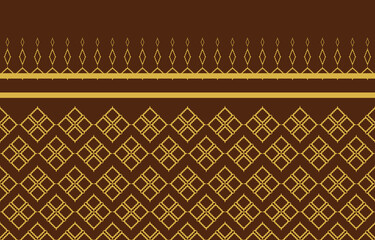 Thai art in gold color pattern on brown background. Thai golden geometrical pattern on brown background. Original Thai style wallpaper.