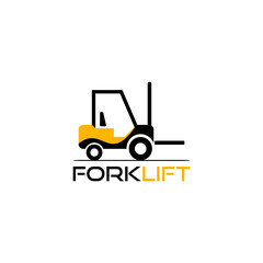 Naklejka premium Forklift logo. Fork lift truck icon isolated on white background