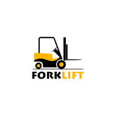 Forklift logo. Fork lift truck icon isolated on white background