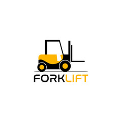 Forklift logo. Fork lift truck icon isolated on white background