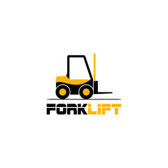 Forklift logo. Fork lift truck icon isolated on white background